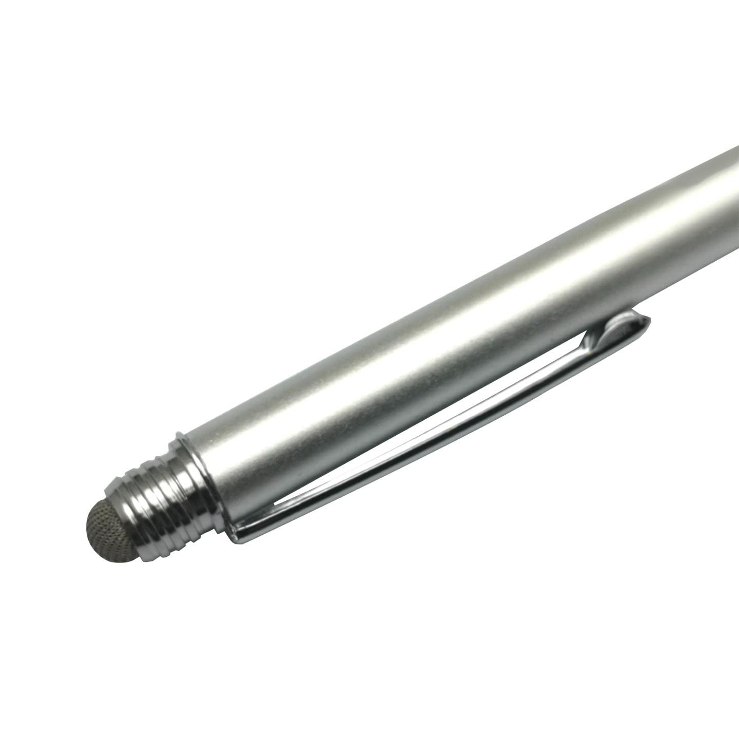 BoxWave DualTip Stylus Pen for Acer Spin 3 (SP314-53N) - Fiber & Disc Capacitive Touchscreen Stylus - Metallic Silver - Perfect for Note Taking, Drawing & Precise Screen Navigation