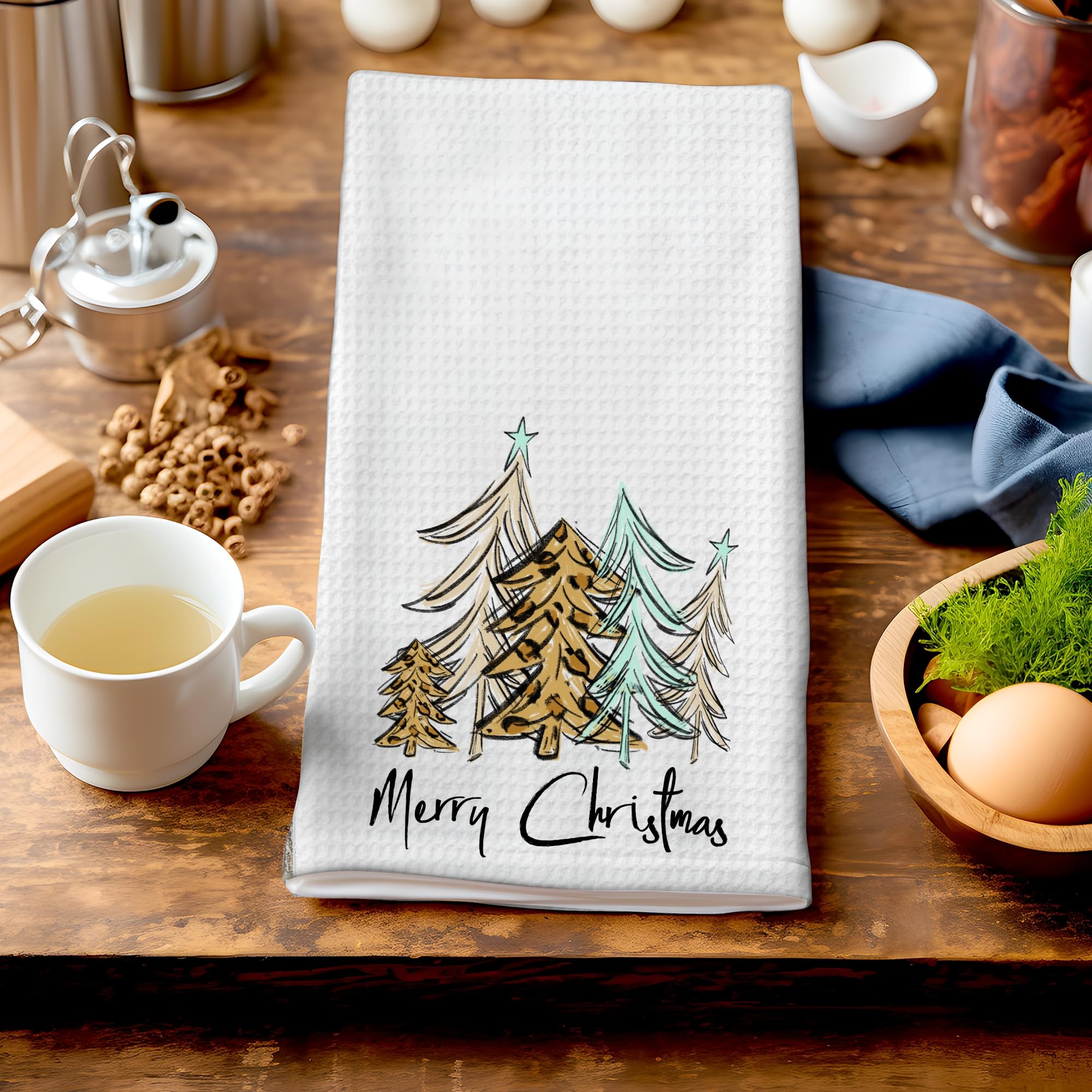 Festive Leopard Print Christmas Kitchen Towels - Holiday Home Decor for Dining, Baking & Party Setup