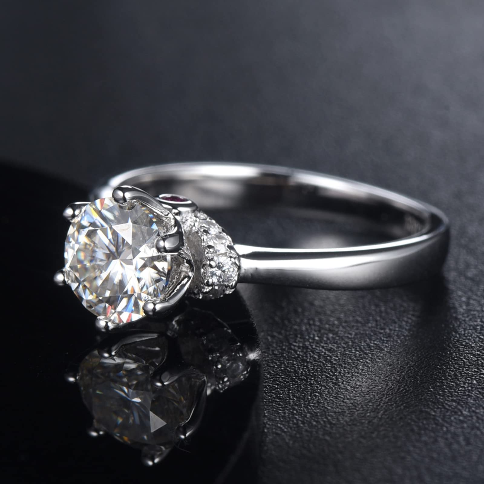 Gualiy Sterling Silver Wedding Rings & Engagement Rings – 6 Prong Crown Design with 1 Carat Moissanite for Women | Perfect for Proposals, Anniversaries & Bridal Jewelry