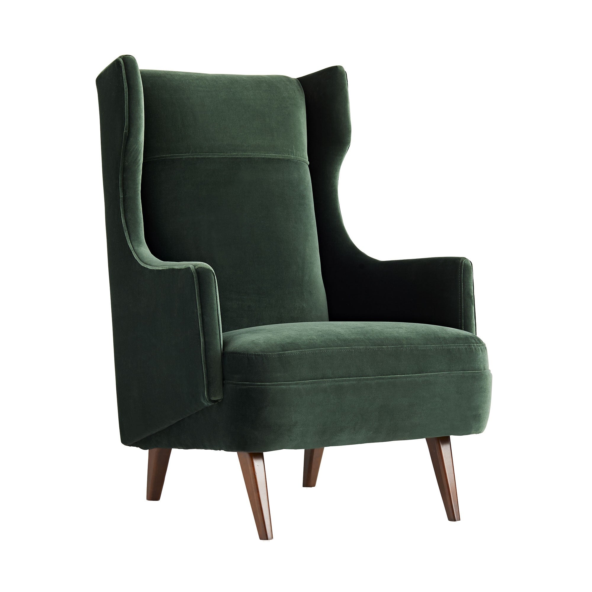 Budelli Wing Chair in Forest Velvet - Luxurious Velvet Accent Chair for Living Room, Bedroom, or Office - Perfect Reading Chair & Cozy Lounge Seating