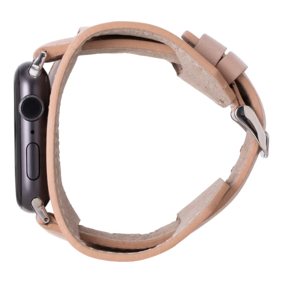 Stylish Nude Pink Leather Cuff Band for Apple Watch - Perfect for Work, Gym & Everyday Wear