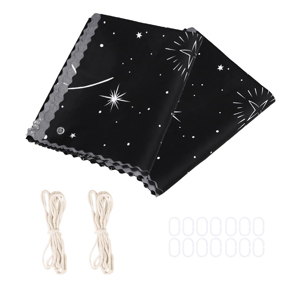 HAOZAIKEJI Blackout Bunk Bed Curtains for College Dorm - Milky Way & Moon Design, Dustproof Loft Bed Canopy with Privacy Shade - Perfect for Bottom Bunk, Dorm Room Decor & Sleep Privacy (Set of 2) | Ideal for Student Dorms, Apartment Lofts & Kids' Bedrooms
