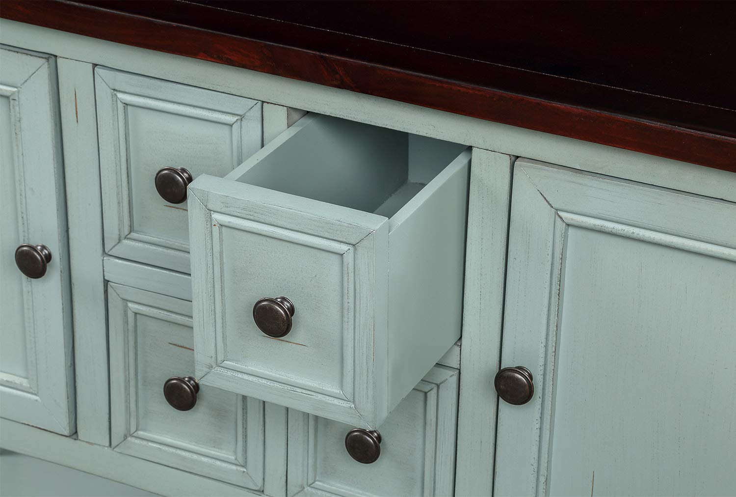 Retro Blue Sideboard Table with Storage - 46