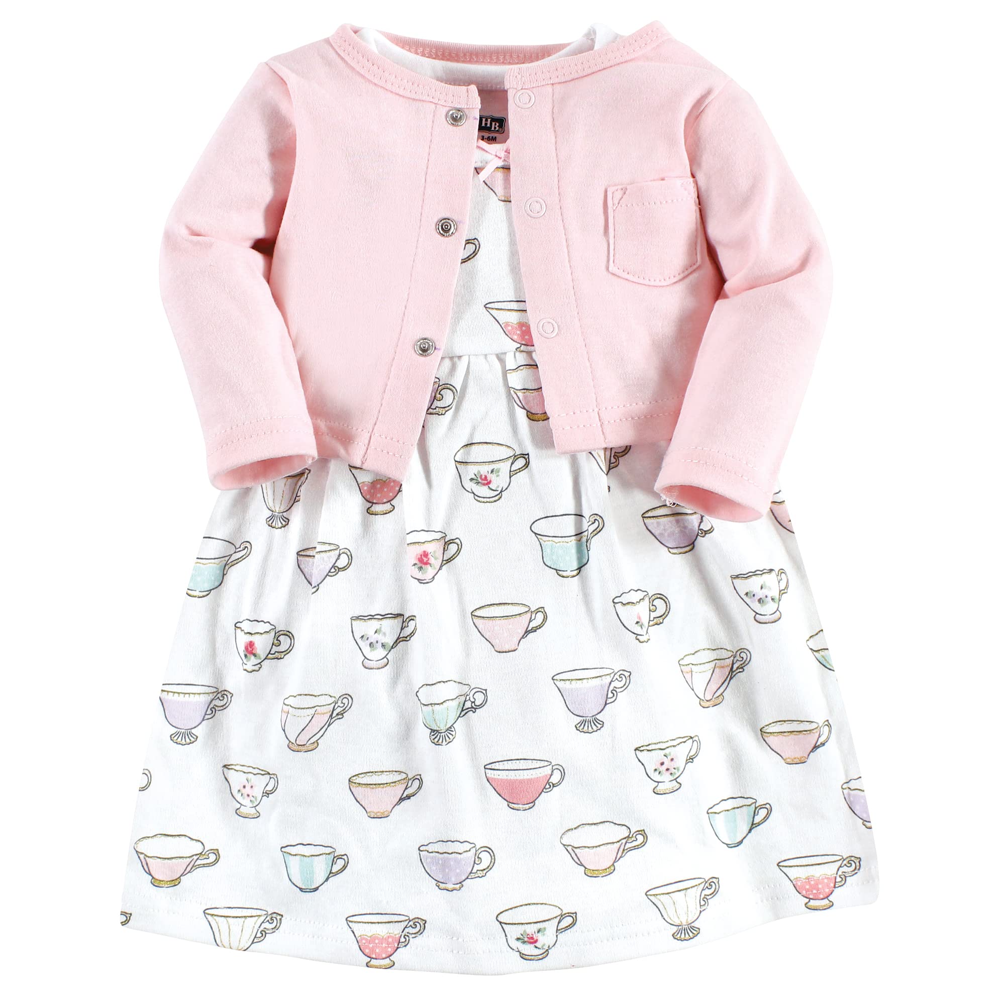 Hudson Baby Girls' Cotton Dress and Cardigan Set - Soft & Comfortable Outfit for Newborns, Infants & Toddlers - Perfect for Family Photos, Birthday Parties & Special Occasions