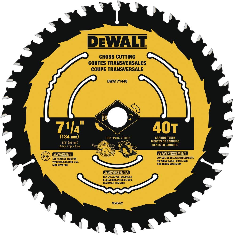 DEWALT 7-1/4 Inch 40-Tooth Circular Saw Blade for Wood Cutting - 10 Pack (DWA171440B10) - Perfect for Framing, Deck Building & DIY Woodworking Projects
