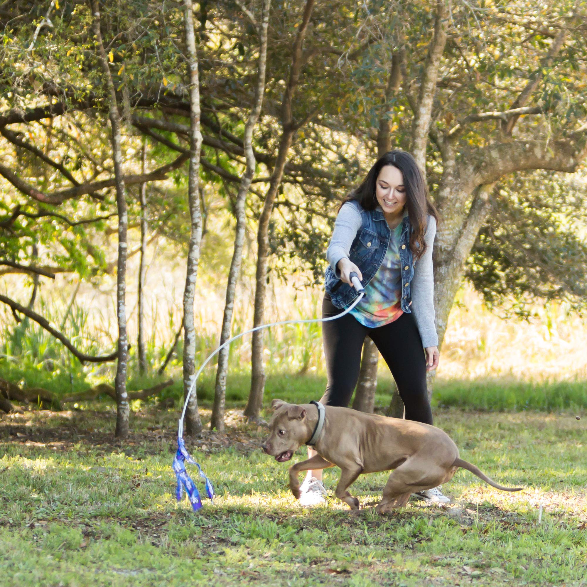 Flirt Pole V2 with Lure - Durable Interactive Dog Toy for Obedience Training & Exercise | Purple/Blue Tie Dye Design | 24-Inch Junior Size - Perfect for Outdoor Play, Agility Training & Bonding with Your Pet
