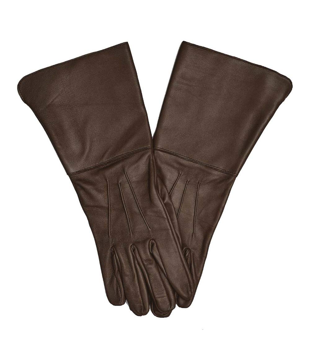 Medieval Gauntlet Leather Gloves for Cosplay & LARP - Long Arm Cuff Design - Perfect for Renaissance Fairs, Halloween Costumes & Historical Reenactments