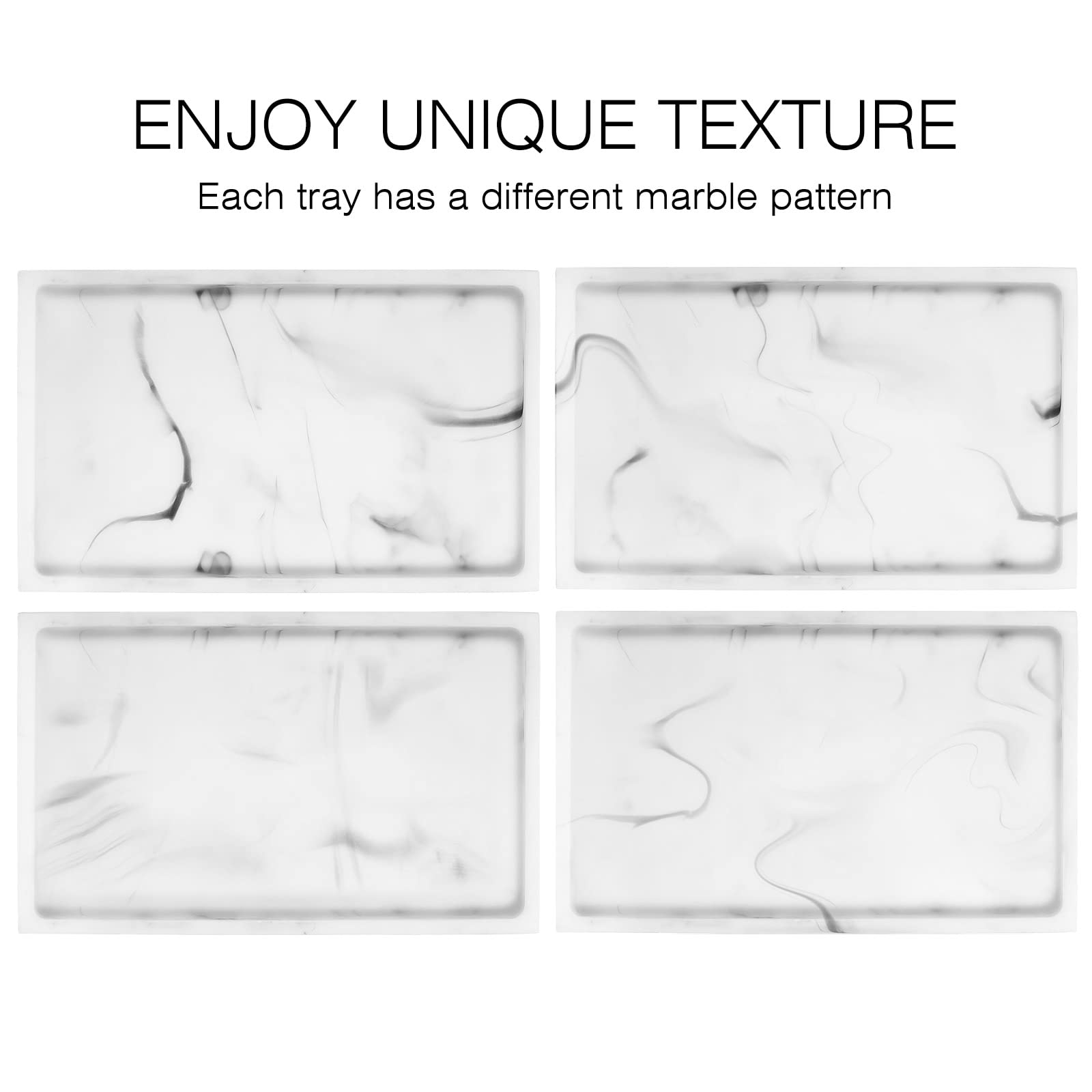 Luxspire White Marble Bathroom Vanity Tray - Resin Jewelry Organizer, Ring Dish & Countertop Storage for Perfume, Candles, Soap, Towels | Bathroom, Dresser & Kitchen Sink Decor | Perfect for Home, Spa & Hotel Use