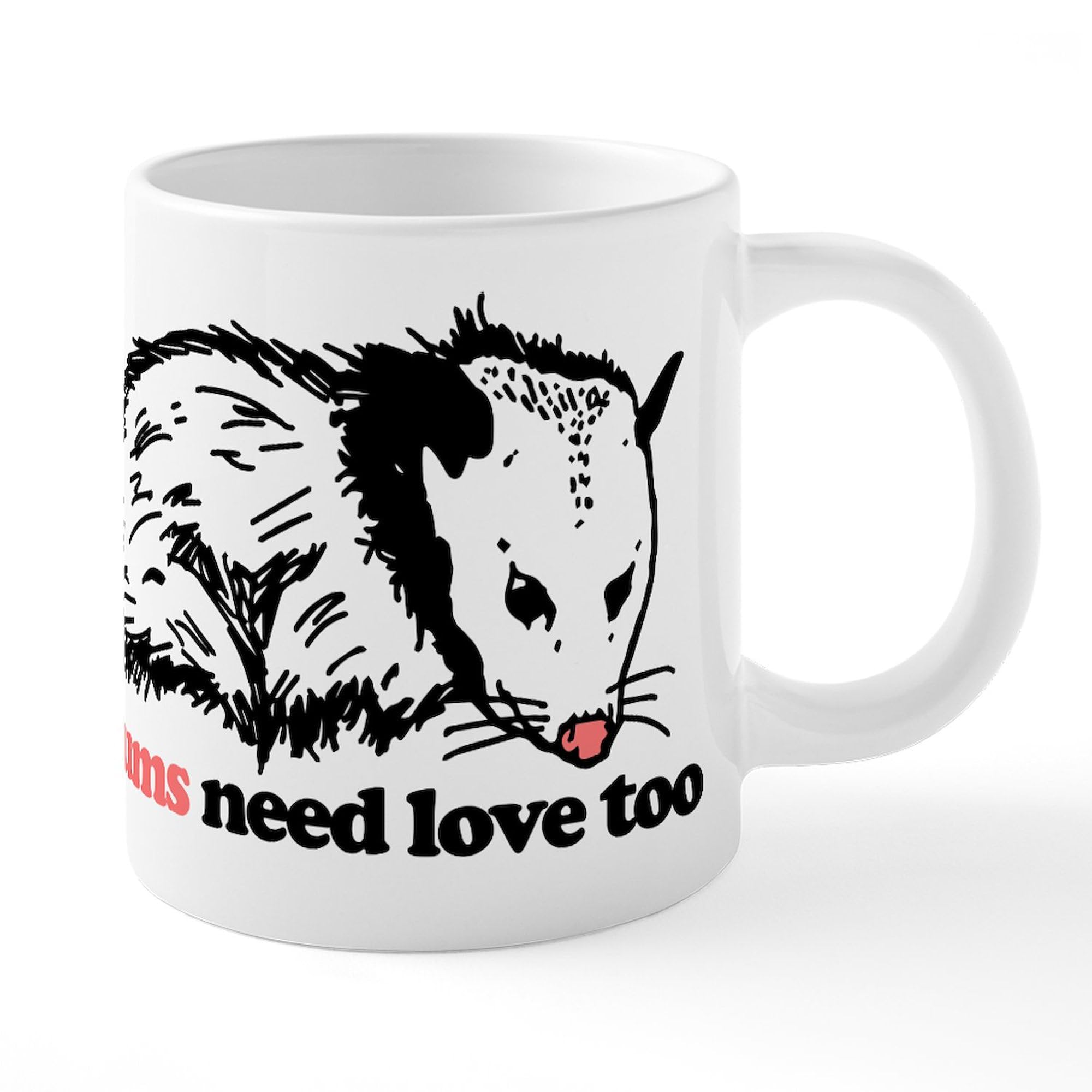 Possums Need Love Too 20oz Ceramic Coffee Mega Mug - Large Insulated Coffee Cup for Home, Office & Camping - Funny Animal Lover Gift Idea