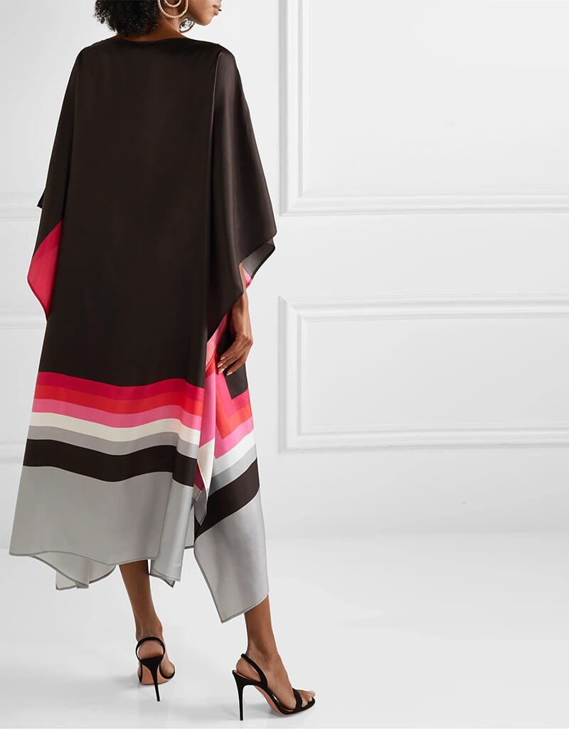 Luxury Black Soft Satin Silk Kaftan Dress for Women - Elegant Loungewear & Sleepwear for Home, Beach Cover Up, and Special Occasions