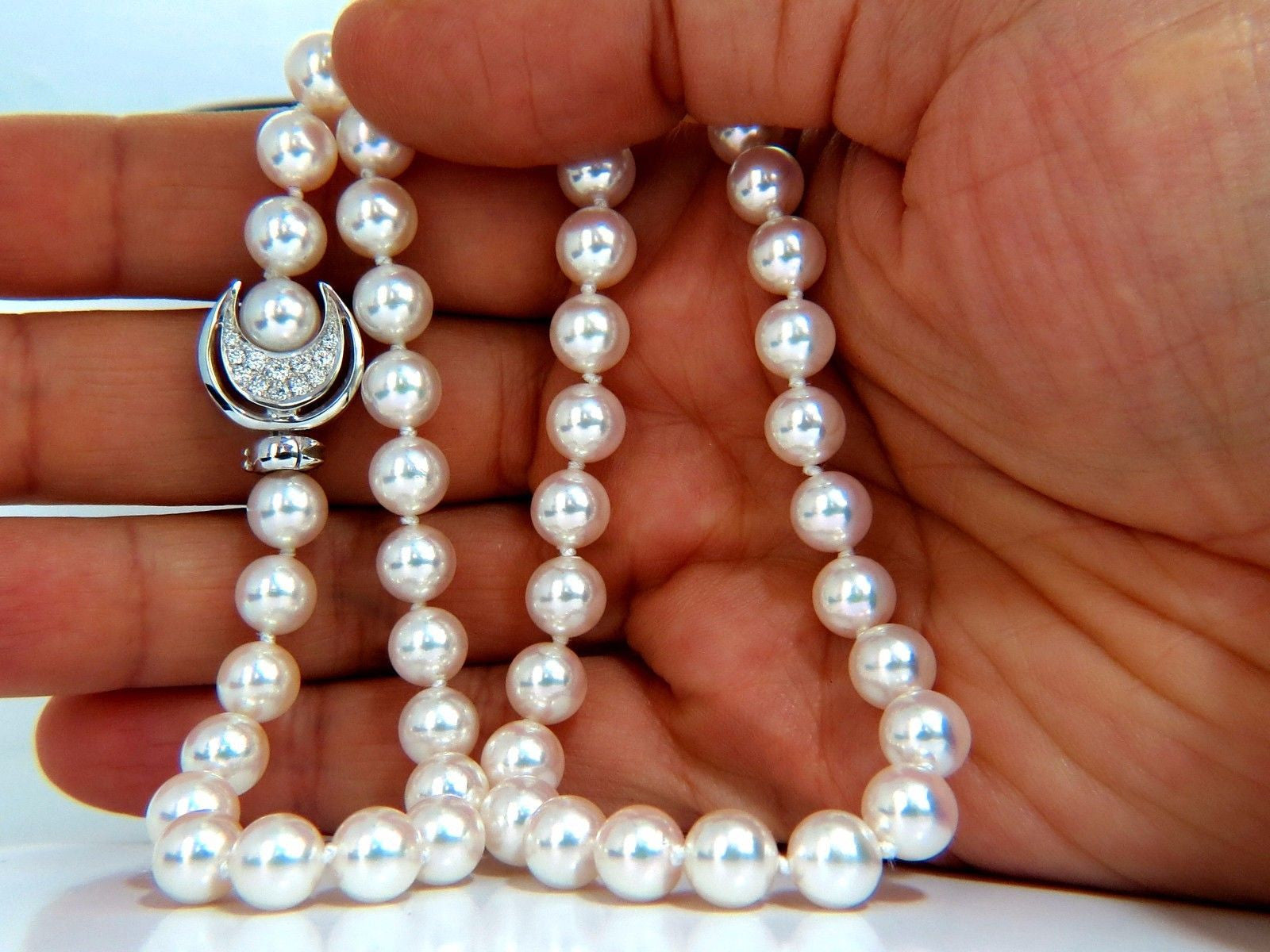 GIA Certified 53 Natural Akoya Pearls Necklace - 18kt White Gold Saltwater Cultured Pearls for Women | Elegant Jewelry Gift for Wedding, Anniversary & Special Occasions