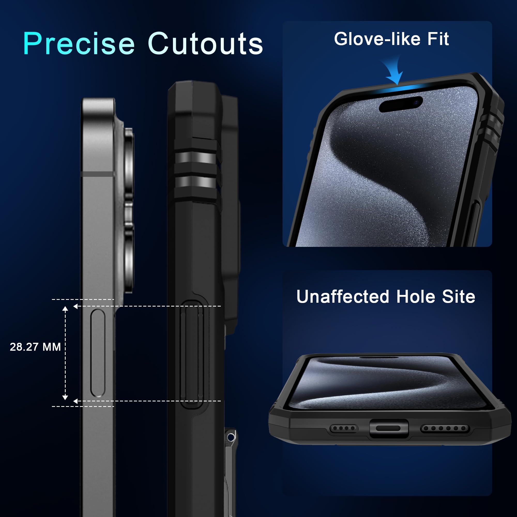 DEERLAMN iPhone 15 Pro Max Case with Slide Camera Cover & Screen Protector (6.7 Inch) - Military Grade Shockproof Protective Cover with Rotating Ring Kickstand - Black | Perfect for Outdoor Activities, Travel & Daily Protection