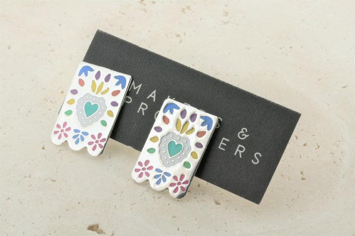 Multi-Color Enamel Heart Stud Earrings for Women - Trendy Fashion Jewelry Gift for Valentine's Day, Anniversary & Everyday Wear
