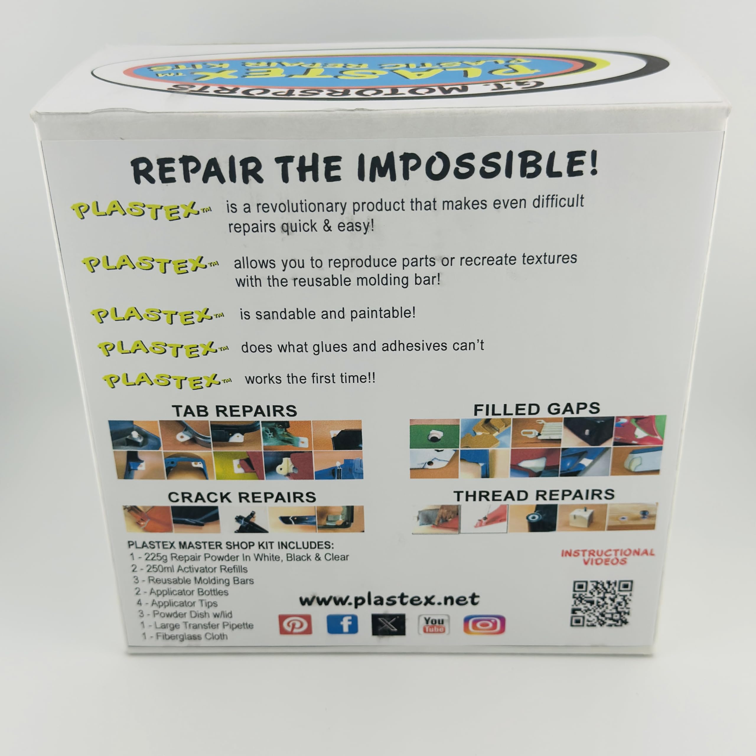 Plastex Plastic Repair Kit - Strong Adhesive for Fixing Broken Plastic, Fiberglass, Wood & More | XL Master Shop Kit | Perfect for Home Repairs, DIY Projects & Automotive Fixes