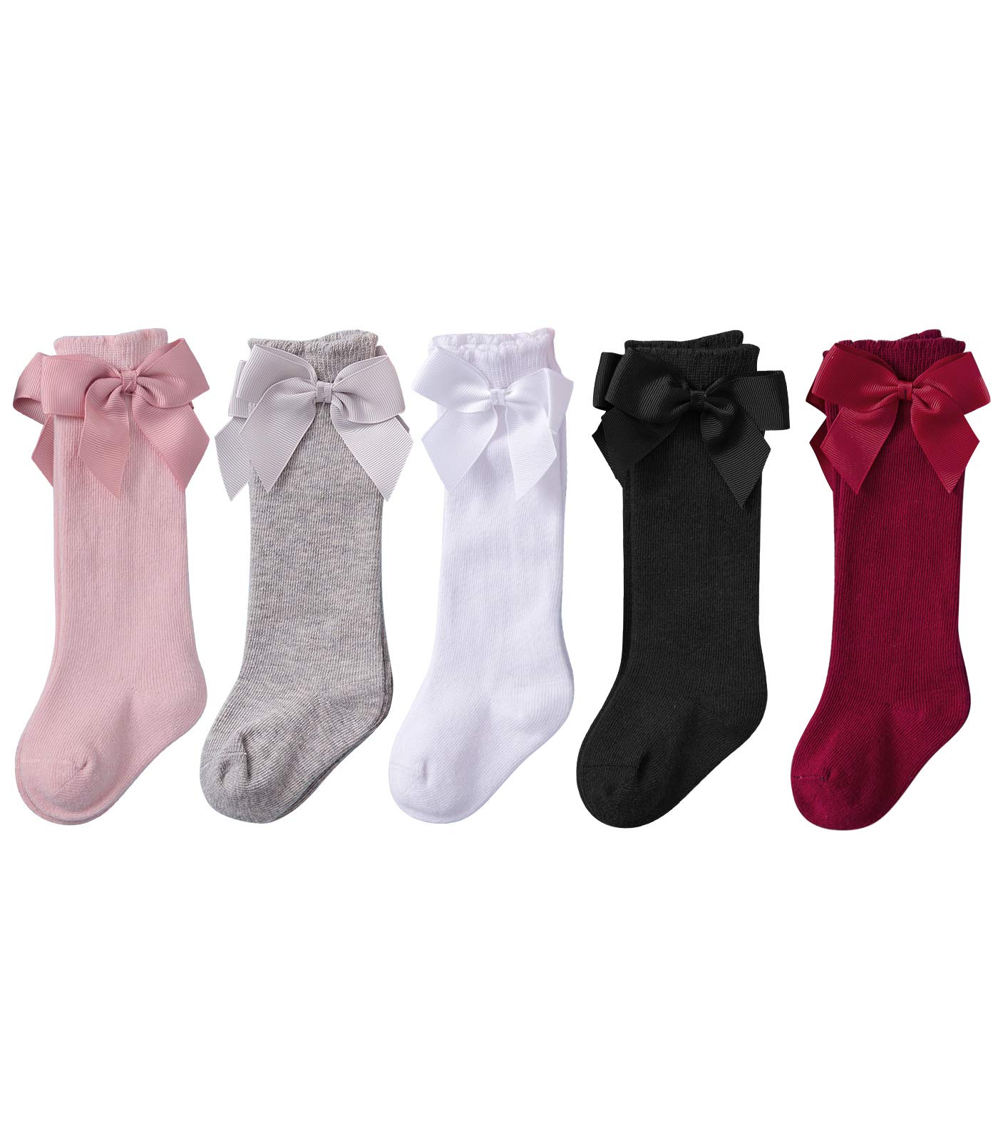 Durio Knee High Cotton Socks for Girls - Soft Baby & Toddler Socks with Ruffled Design (0-24 Months) | Perfect for Everyday Wear, Special Occasions & Photo Shoots