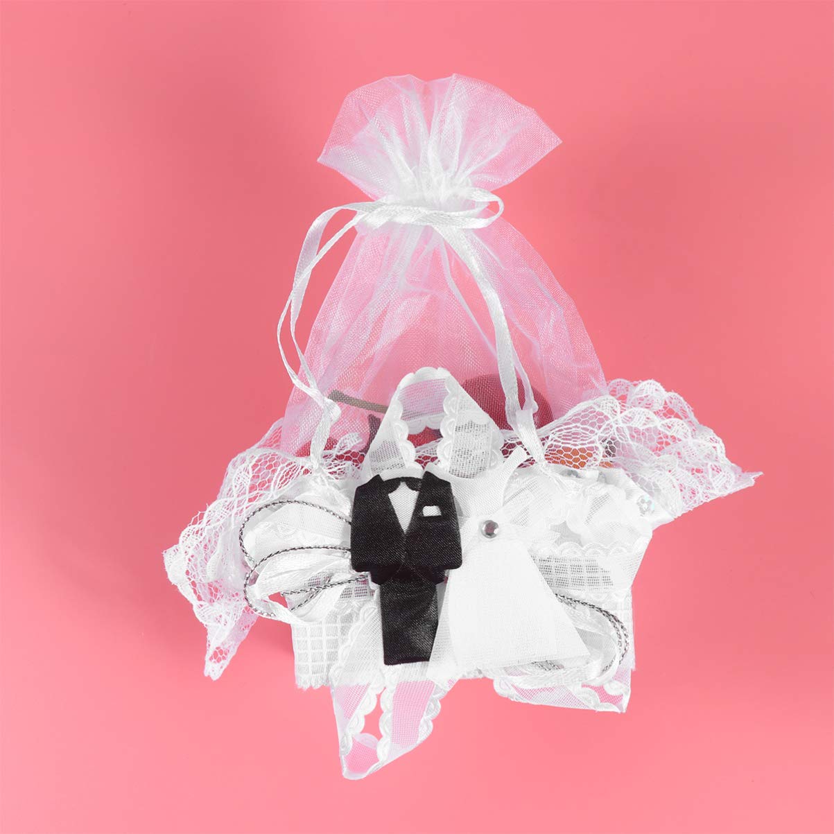Amosfun 12-Piece Bride and Groom Wedding Favor Bags - Elegant Organza Drawstring Pouches for Wedding Party Favors, Bridal Shower Gifts & Special Events