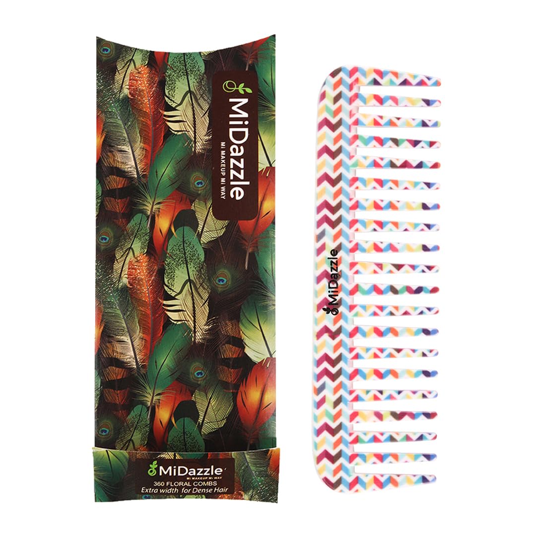 Midazzle 360 Floral Shampoo Comb - Medium Hair Detangling Brush for Wet & Dry Hair - Perfect for Salon, Home Use & Travel