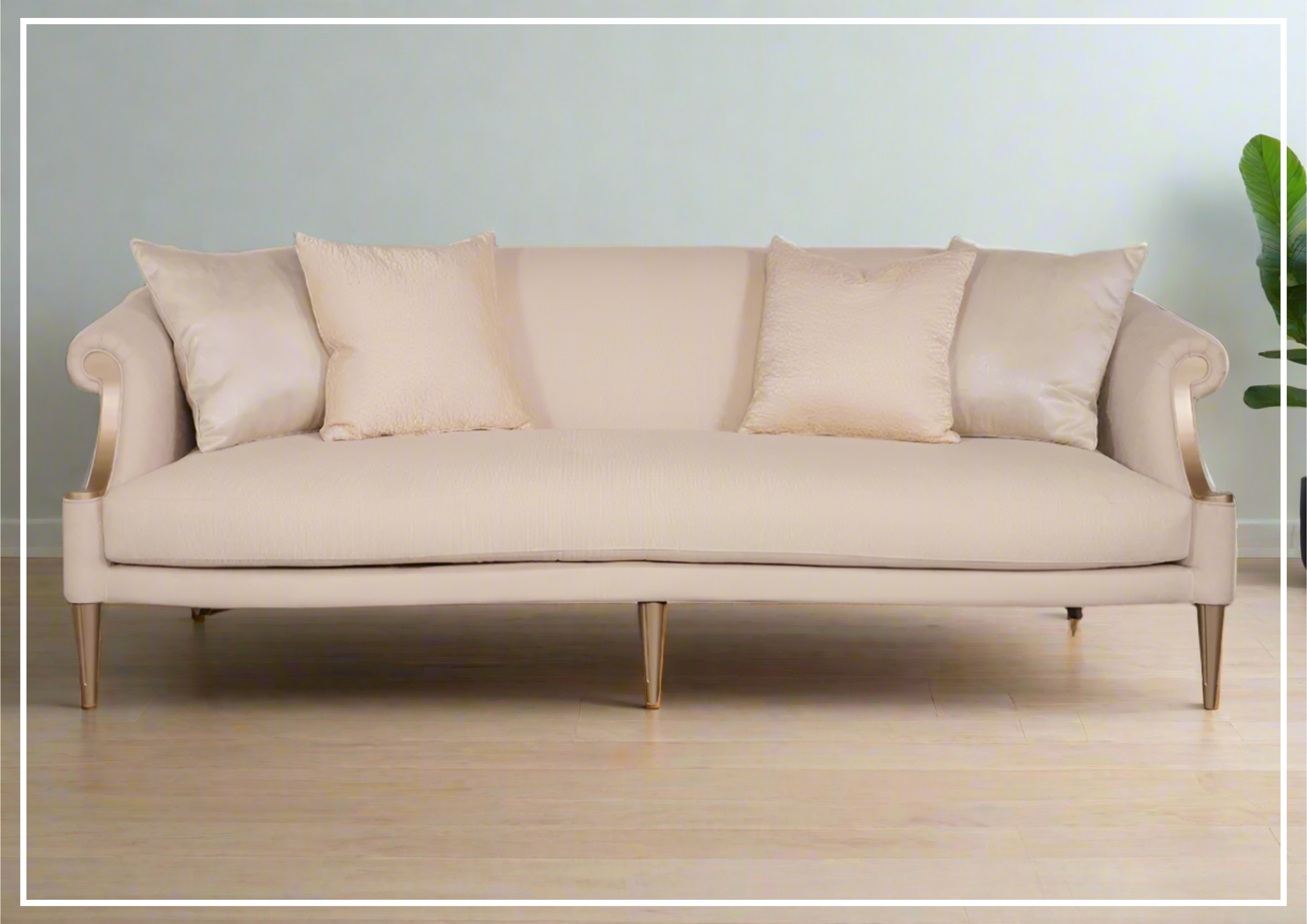 Klaussner Clarkson 3-Seater Beige Fabric Sofa with Rolled Arms - Comfortable Living Room Couch for Small Spaces, Apartments & Cozy Home Decor