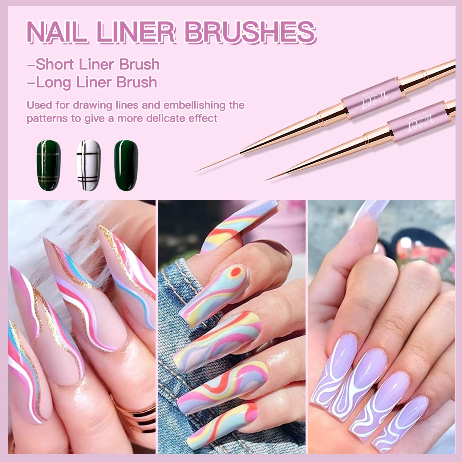 5PC Double Ended Nail Art Brushes Set - Professional Nail Design Tools for Striping, Ombre & Detailing | Perfect for Salon, Home DIY Manicure & Nail Art Enthusiasts | Create Stunning French Tips, Floral Designs & Gradient Nails