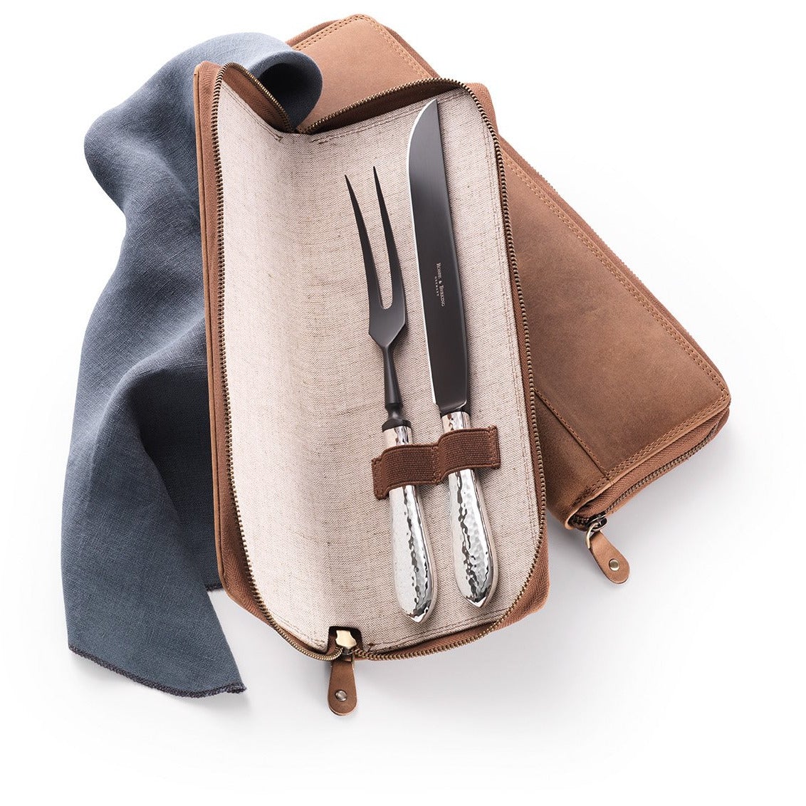Premium Martelé Carving Set - Professional Black Frozen Steel Knives for Meat, Vegetables & Fruits | Ideal for Home Kitchens, BBQ Parties & Holiday Cooking