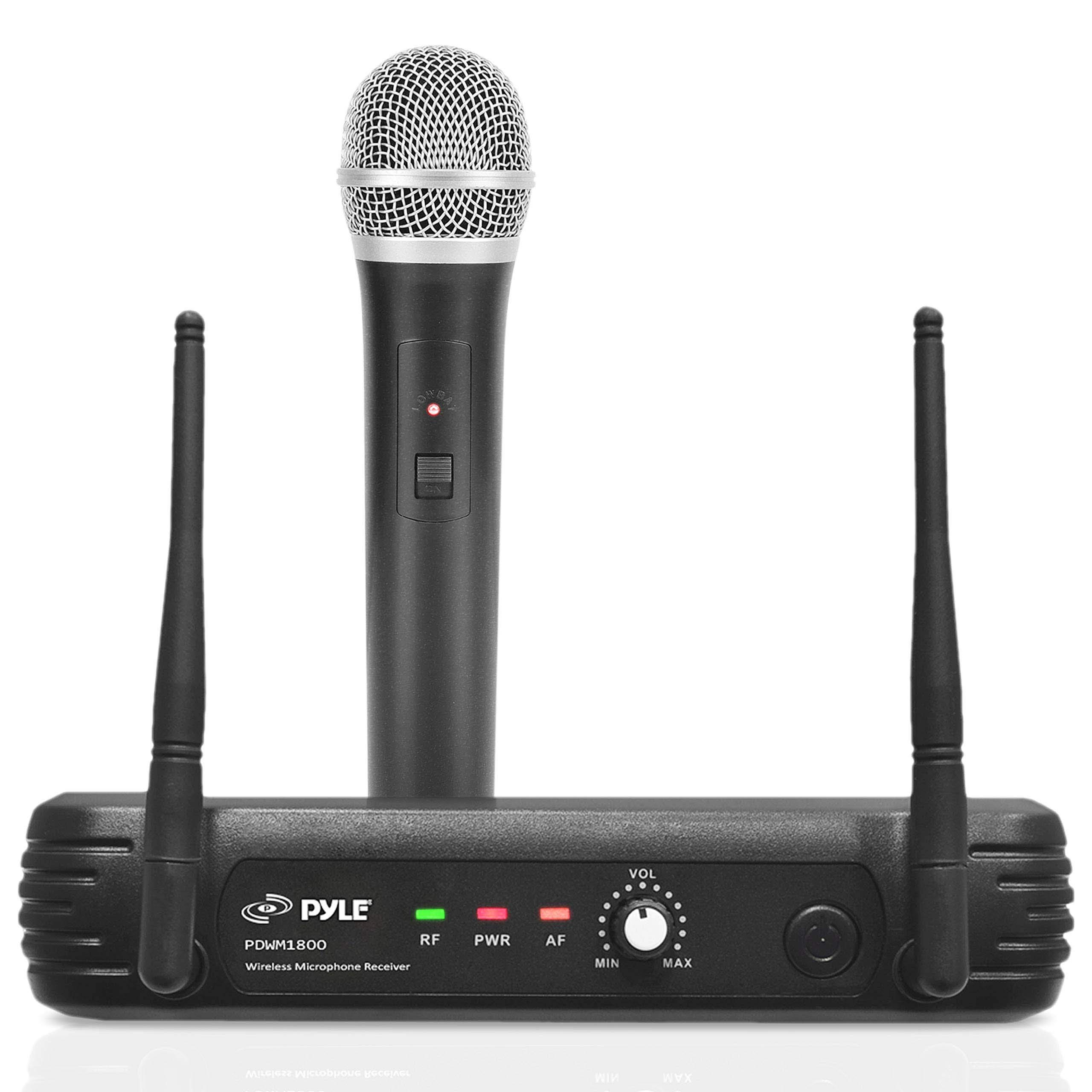 Professional Pyle UHF Wireless Microphone System - Dynamic Handheld Mic & Receiver Set with Power Adapter & Audio Cable - Perfect for PA Systems, Conference Meetings, Karaoke Nights & DJ Parties - Ideal for Live Performances, Public Speaking & Entertainment Events