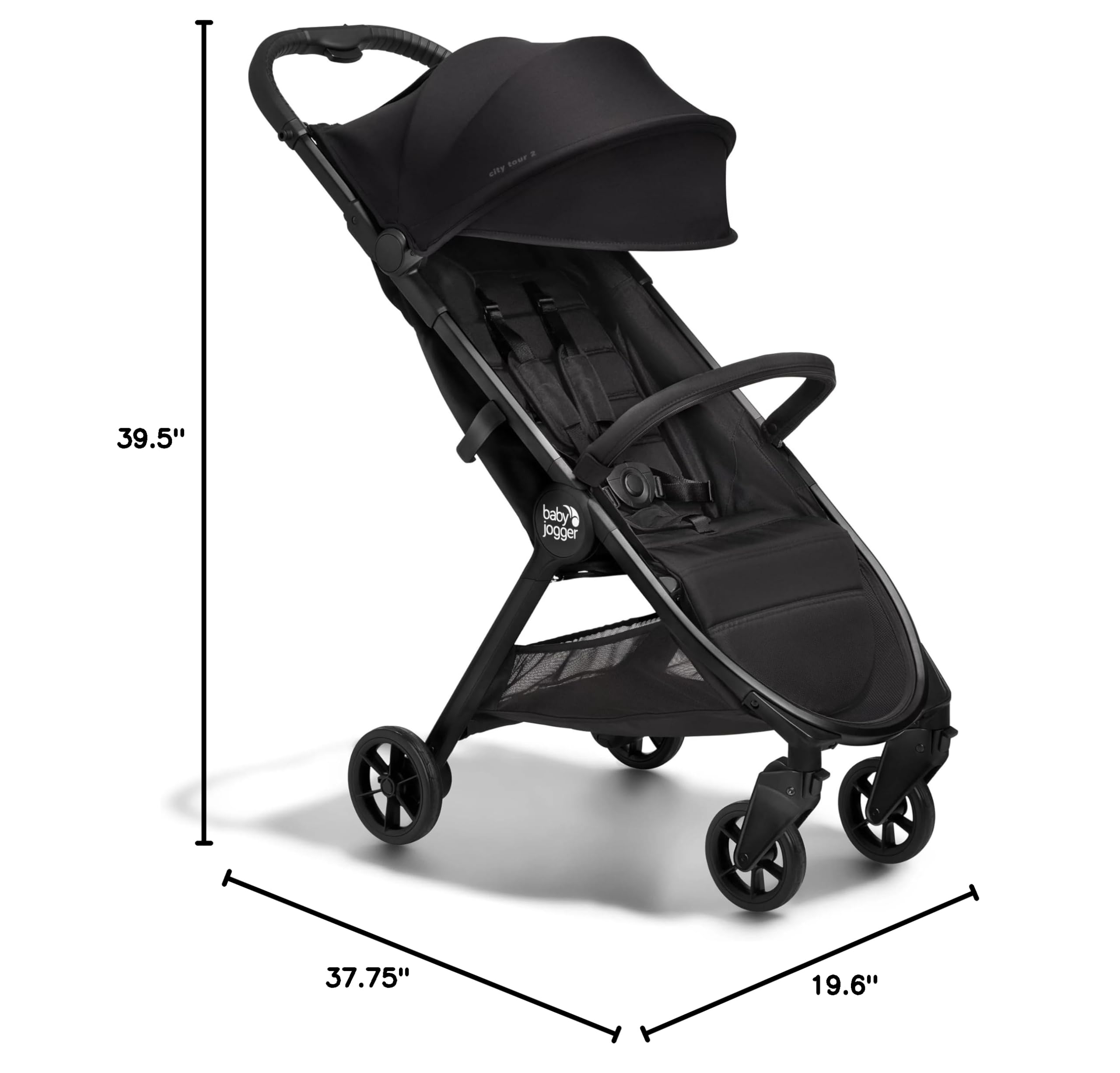 Baby Jogger City Tour 2 Eco Collection Lightweight Stroller - Easy Fold, Adjustable Calf Support, Eco Black | Perfect for Urban Travel, Shopping & Outdoor Adventures with Baby
