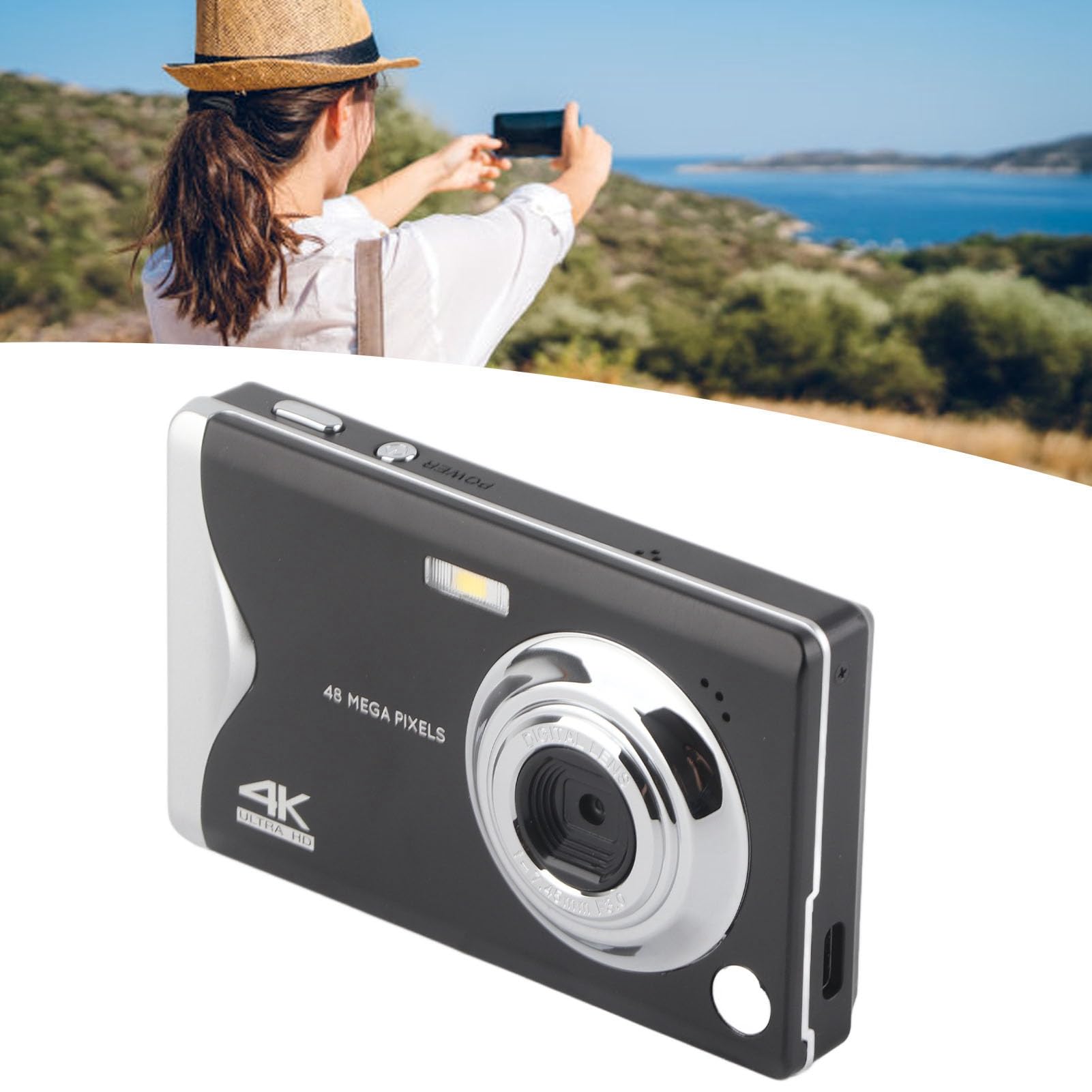 4K HD Digital Camera with Auto Focus - 3 Inch Large Screen, Lightweight & Portable for Students & Beginners - Perfect for Travel, Vlogging & Everyday Photography
