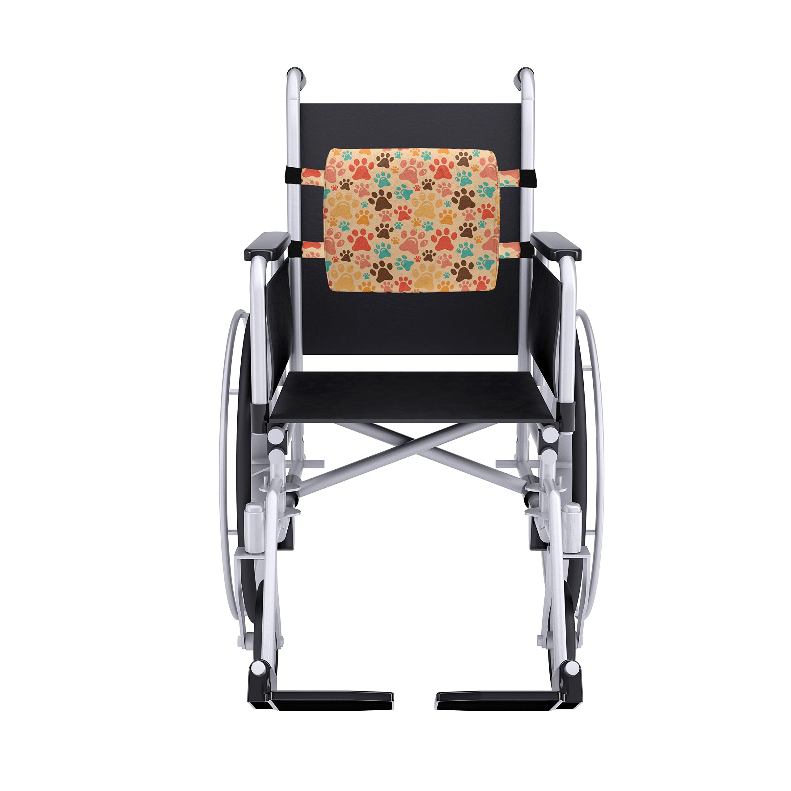 Ambesonne Dog Lover Lumbar Support Pillow - Colorful Paw Print Design, High Density Foam for Office & Car - 14x13 Inch Coffee Brown - Perfect for Back Pain Relief in Chairs, Sofas and Travel