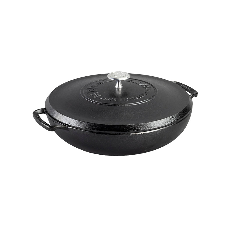 Blacklock 4 Quart Seasoned Cast Iron Braiser - Perfect for Searing, Braising & Slow Cooking | Ideal for Stovetop, Oven & Camping Use