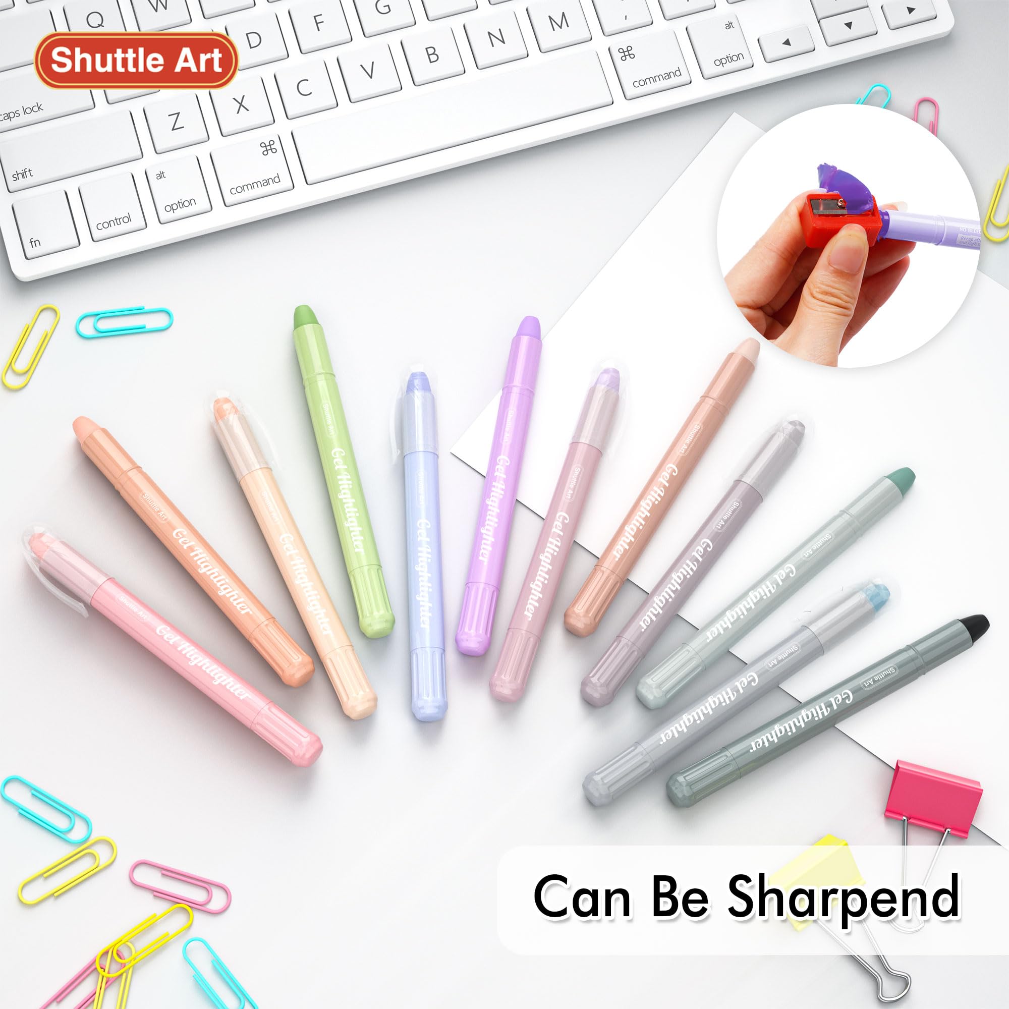 Shuttle Art No Bleed Bible Highlighters & Pens - 12 Mild Colors Gel Highlighters for Bible Journaling, Note Taking & Studying - Perfect for Scripture Marking, School Notes & Planner Organization