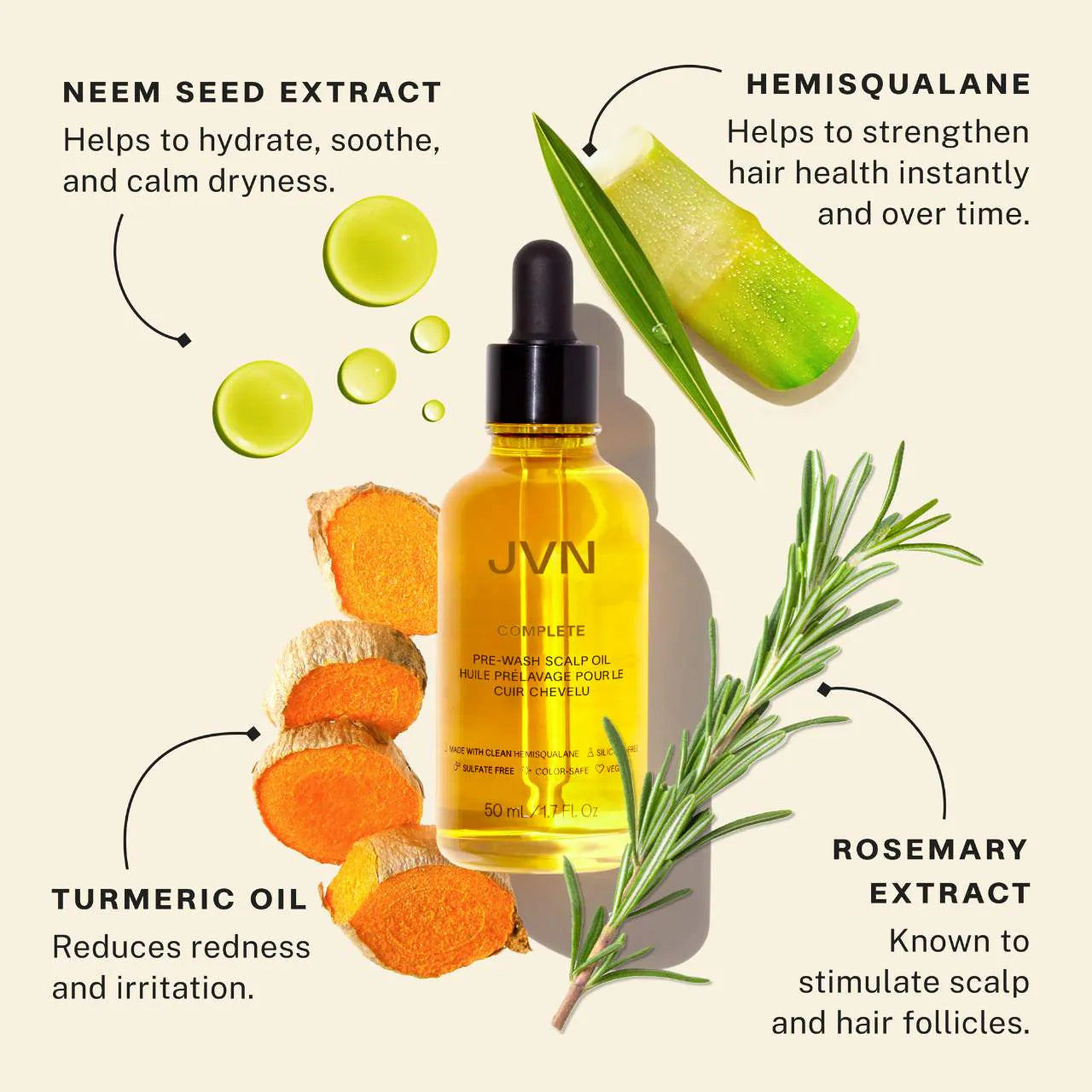 JVN Complete Pre Wash Scalp & Hair Strengthening Treatment Oil 50ml - Nourishing Hair Care for Dry Scalp & Damaged Hair - Perfect for Pre-Shampoo Treatment & At-Home Hair Spa