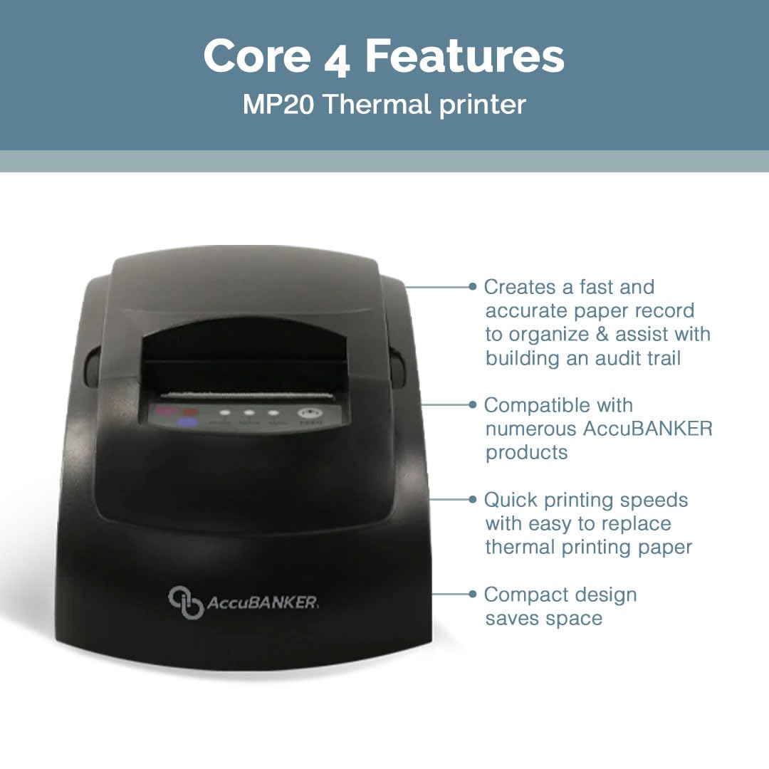 AccuBANKER MP20-510 Thermal Printer for AB510 Bill Counter - Fast & Quiet Bill Verification Reports | Compact Money Counting Accessory for Banks, Retail Stores & Cash Offices (AB510 Compatible)