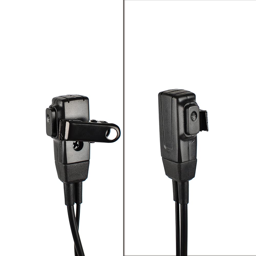 HYSHIKRA D-Shape Walkie Talkie Earpiece with Mic Headset - 4 Pack for Baofeng UV-5R, UV-5RA, 888S, Kenwood & HYT 2 Pin Two Way Radios - Clear Communication for Security, Construction & Outdoor Adventures