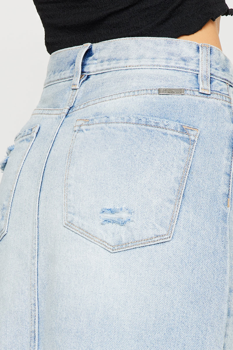 Babe Maxi Denim Skirt for Women - High Waisted Long Denim Skirt with Pockets - Perfect for Casual Outfits, Summer Dresses & Boho Style