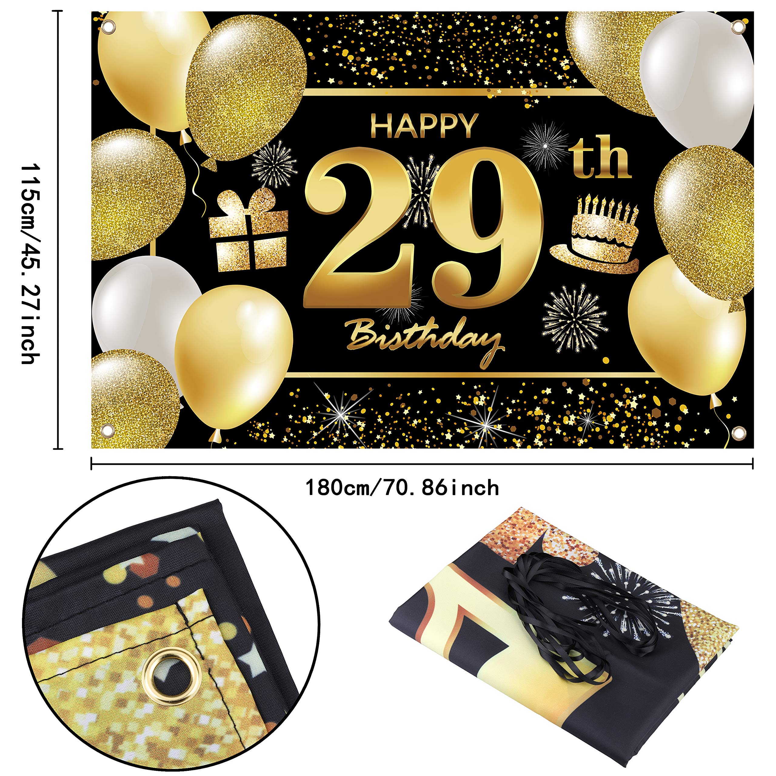 IMISI 29th Birthday Banner Decorations - Happy Birthday Party Supplies for Men & Women - Premium Backdrop for Birthday Celebrations, Anniversaries & Special Events