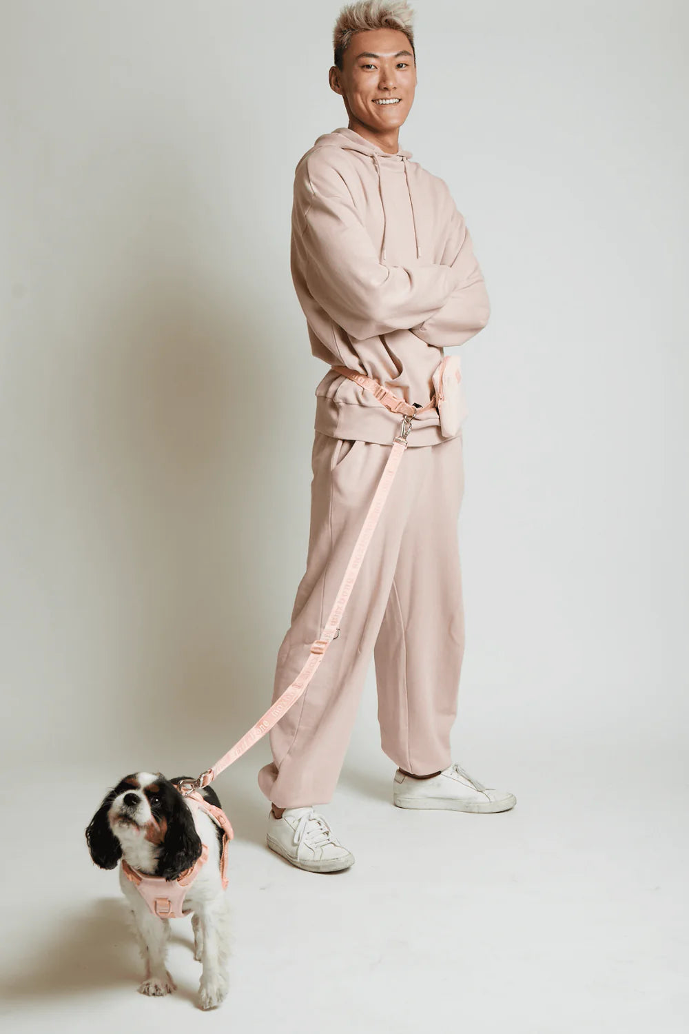 Hands Free Dog Leash - Adjustable Waist Leash for Running, Walking & Hiking - Soft Peach Color - Perfect for Active Pet Owners & Outdoor Adventures