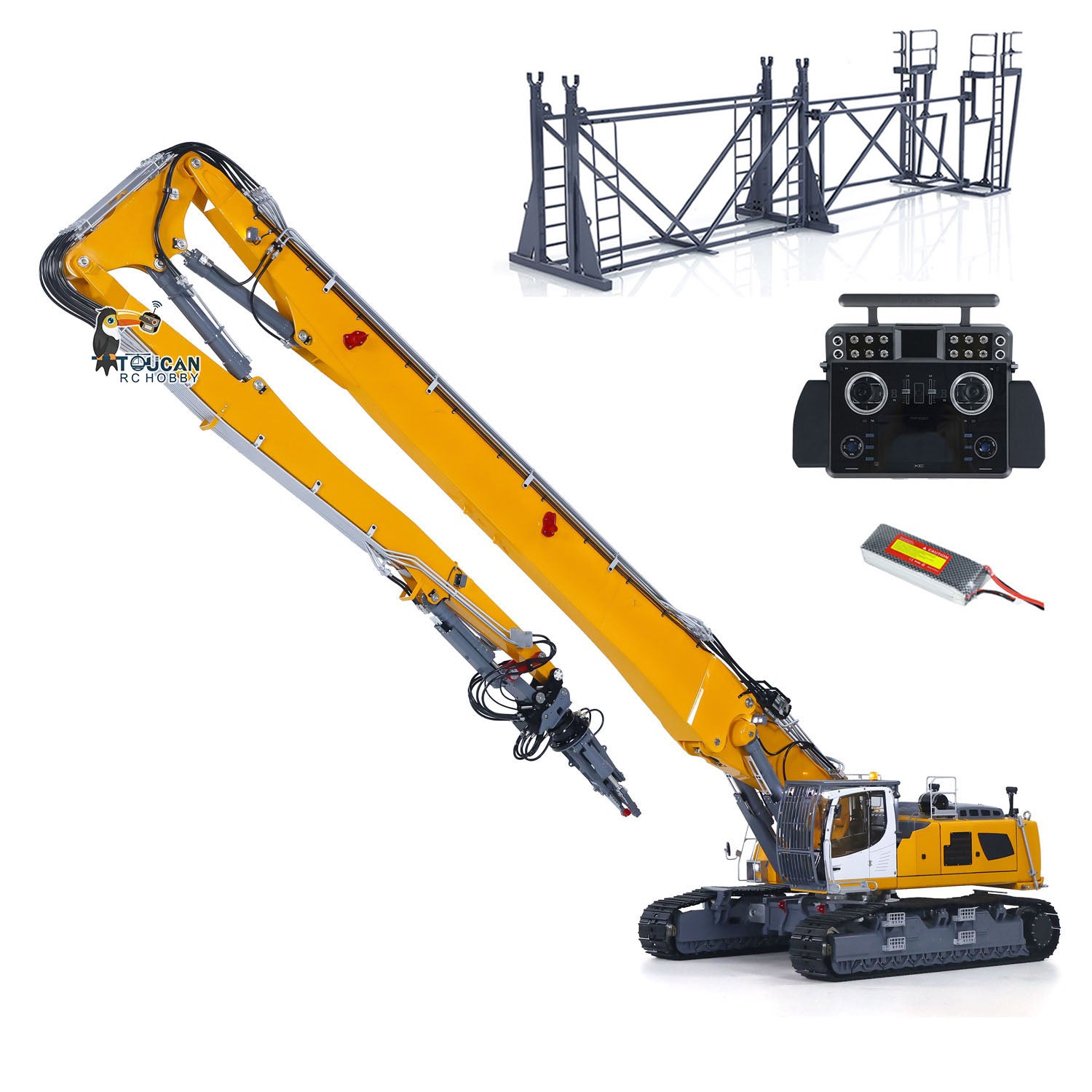 LESU LR960 1/14 Scale RC Full Hydraulic Demolition Excavator with 13CH Valve, GPS, and Frsky XE Radio - RTR Digger Model for Construction Simulation & Demolition Play (Ideal for Hobbyists, Collectors, and RC Enthusiasts)