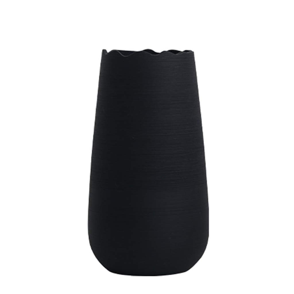 Nordic Modern Ceramic Vase - Black Home Decor Flower Vase for Living Room, Kitchen & Dining Table | Dried & Fresh Flower Arrangement | Minimalist Centerpiece for Wedding, Office & Housewarming Gifts