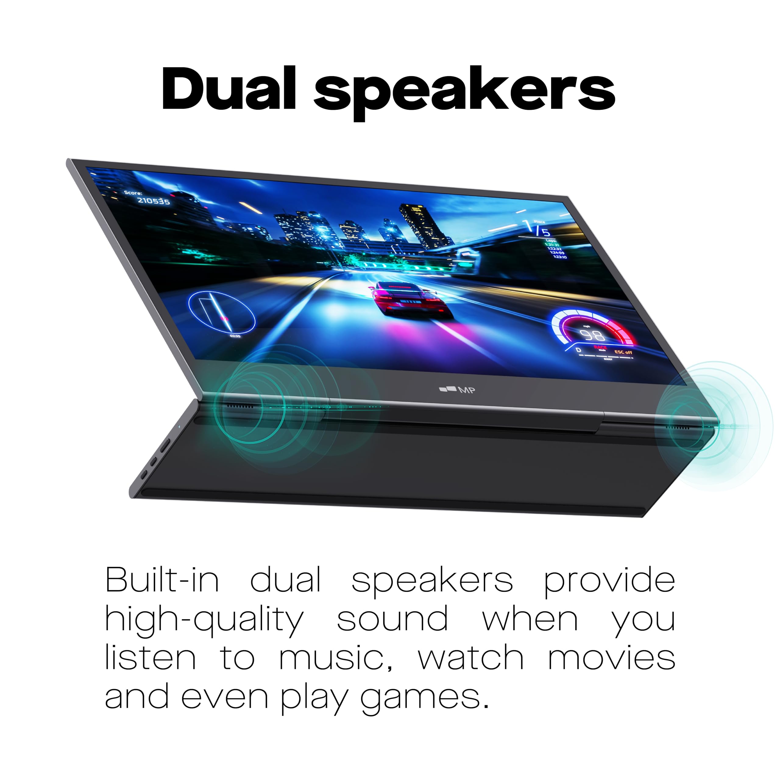 16 Inch 1080P FHD Portable Monitor - MP Mobile Pixels Glance Laptop Screen Extender with USB-C/HDMI, Dual Speakers for MacOS/Windows/DeX | Perfect for Remote Work, Gaming & Travel