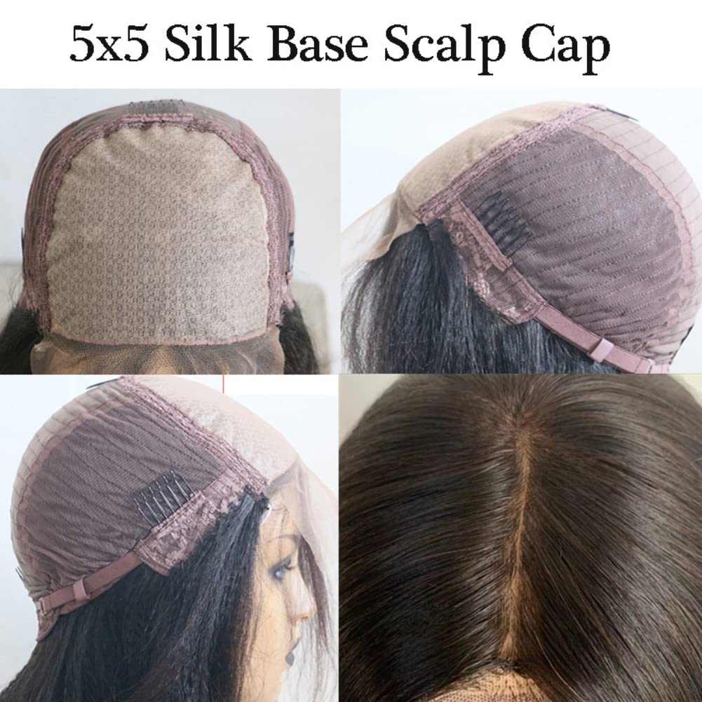 Ombre Brown #1bT30 Body Wave 5x5 Silk Top Brazilian Virgin Human Hair Wig with Dark Roots - 26 Inch 180% Density Silk Base Lace Closure Wig for Women | Perfect for Daily Wear, Parties & Special Occasions