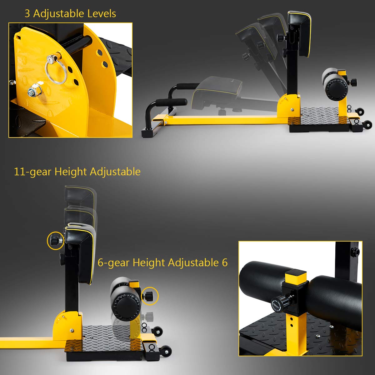 GYMAX 8-in-1 Adjustable Sissy Squat Machine for Home Gym - Strength Training Equipment with Protective Foam for Squats, Push-ups, Sit-ups & Rope Exercises - Perfect for Full Body Workout & Home Fitness Training