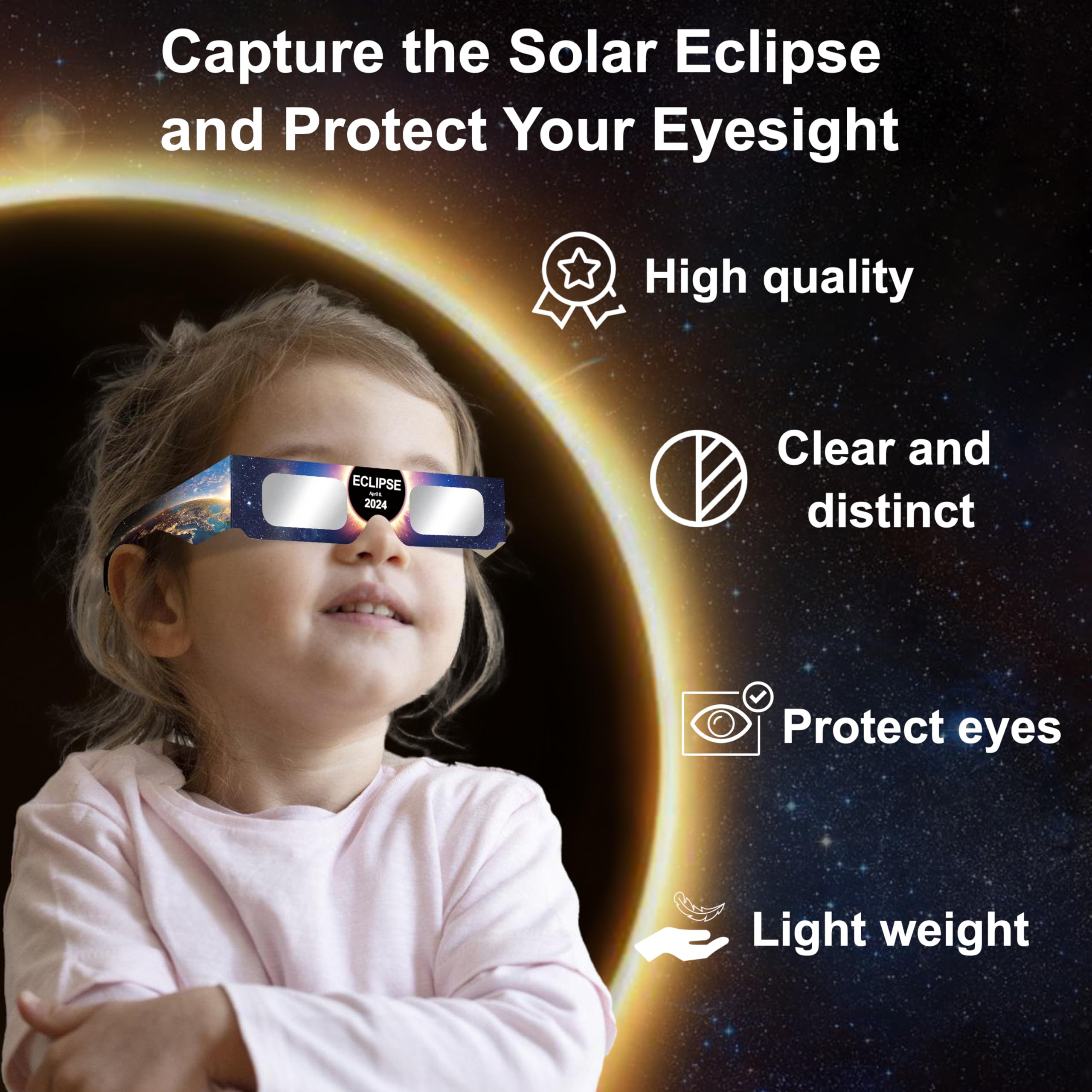 2024 Solar Eclipse Glasses - 6 Pack, AAS Approved & ISO Certified for Safe Sun Viewing - Outdoor Events & Astronomy