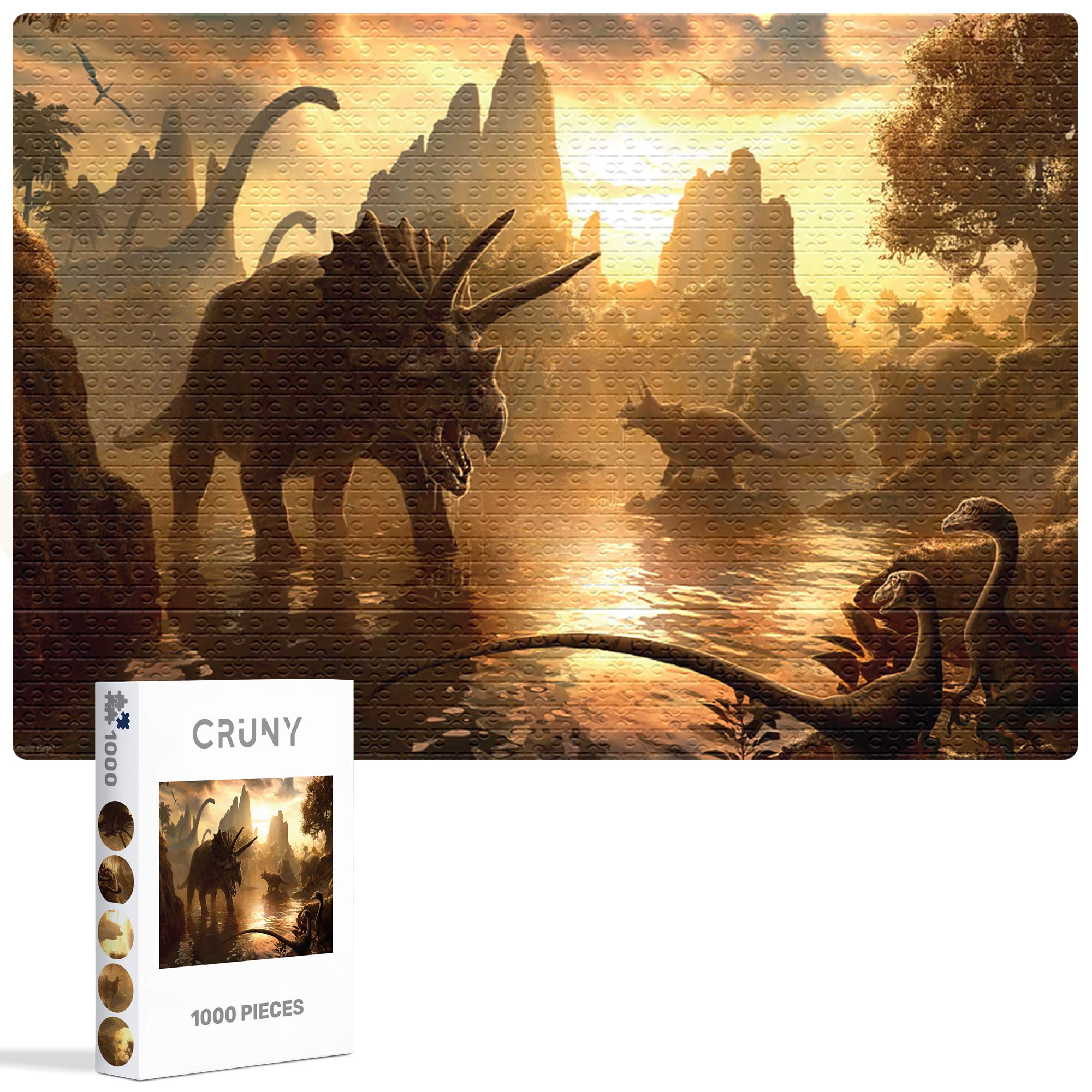 1000 Piece Jigsaw Puzzle for Adults - Dinosaur Theme, Premium Quality Puzzle Mat & Board Compatible - Relaxing & Challenging 1000-Piece Puzzles for Stress Relief, Family Game Night, and Home Decor