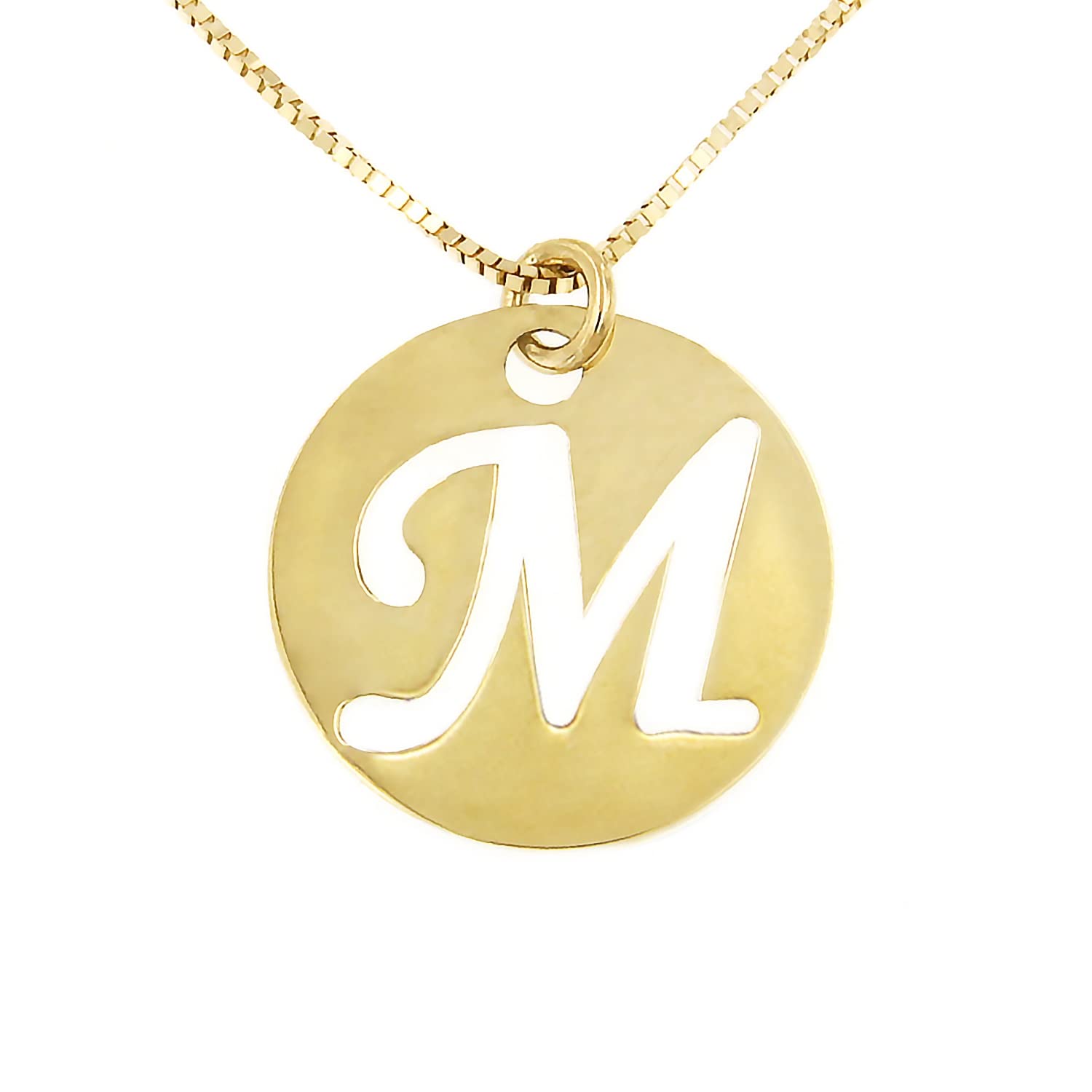 14K Gold Small Initial 'M' Pendant Necklace for Women - 16+2 Inch Gold Chain, Italian Fine Jewelry from Italy | Elegant Gift for Birthday, Anniversary & Everyday Wear