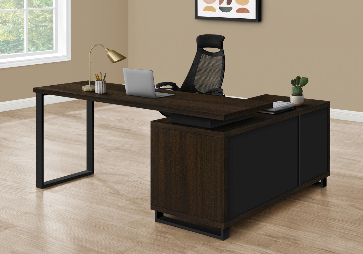 Runo Desk - Espresso Brown Home Office Desk for Small Spaces | Modern Writing & Computer Desk for Work or Study | Perfect for Apartments, Dorms & Workspaces