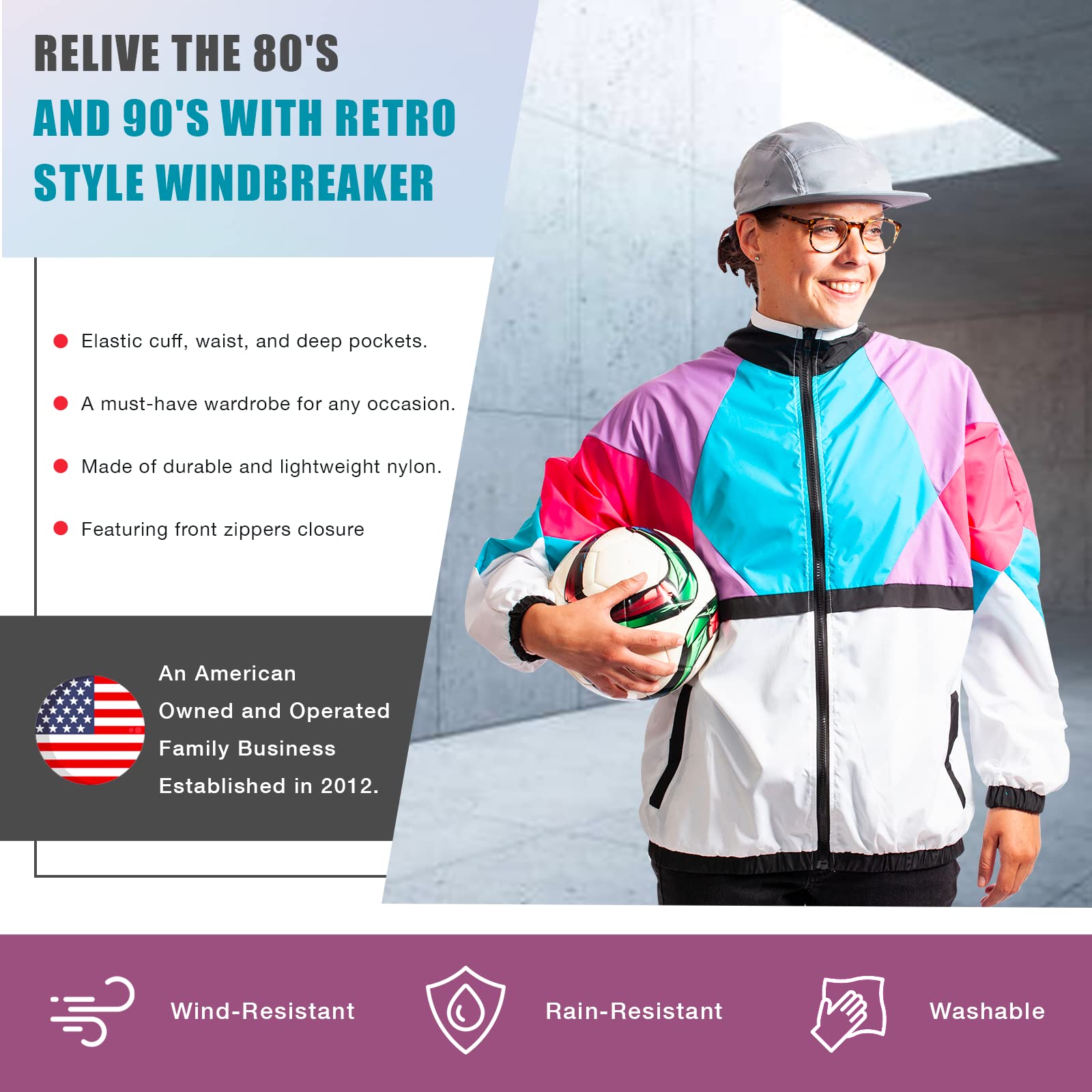 Vintage 80s & 90s Retro Windbreaker Jacket - Funny Guy Mugs Collection | 90s Nostalgia Streetwear for Men & Women | Perfect for 80s Theme Parties, Cosplay & Retro Fashion