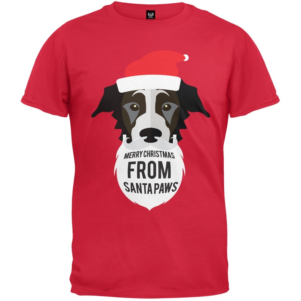 Black Dog Santa Red T-Shirt - Funny Christmas Pet Lover Tee for Men & Women - Perfect for Holiday Parties & Family Gatherings