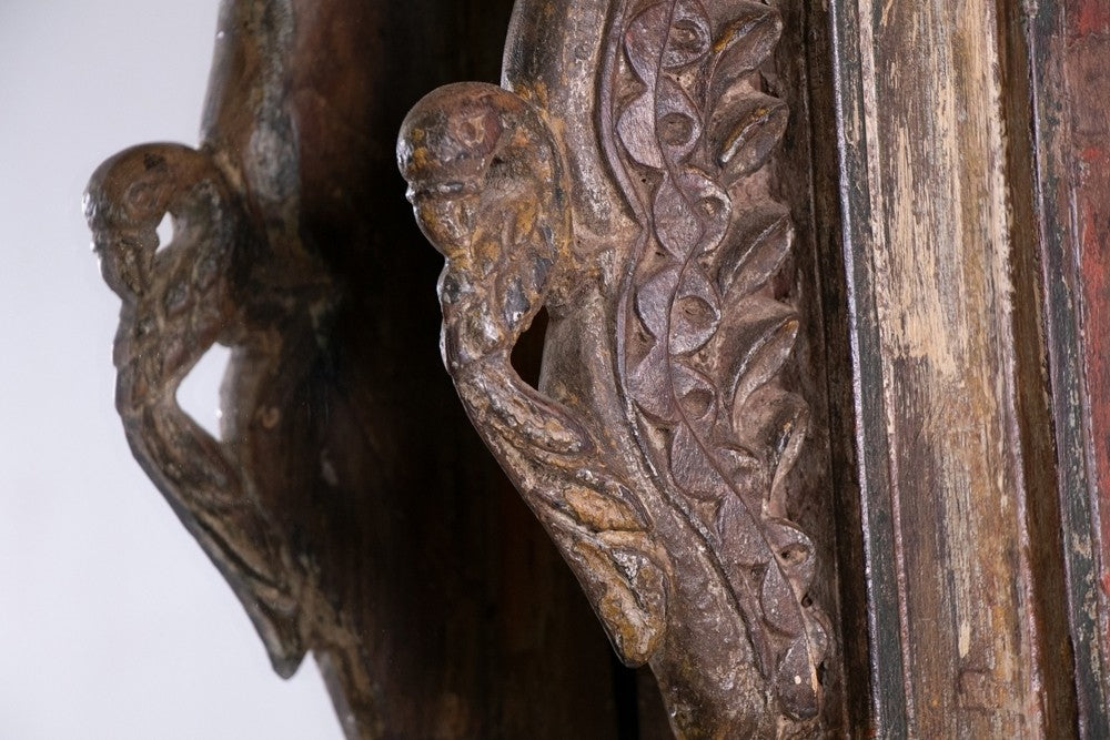 Hand Carved Indian Arch Mehrab Window Frame Mirror - Chocolate Brown - Perfect for Home Decor, Living Room, Bedroom & Boho Style Interiors