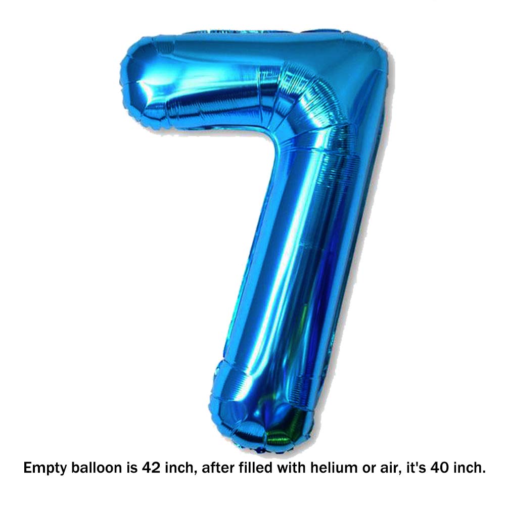 40 Inch Jumbo Blue Number 7 Balloon for Birthday Wedding Decor