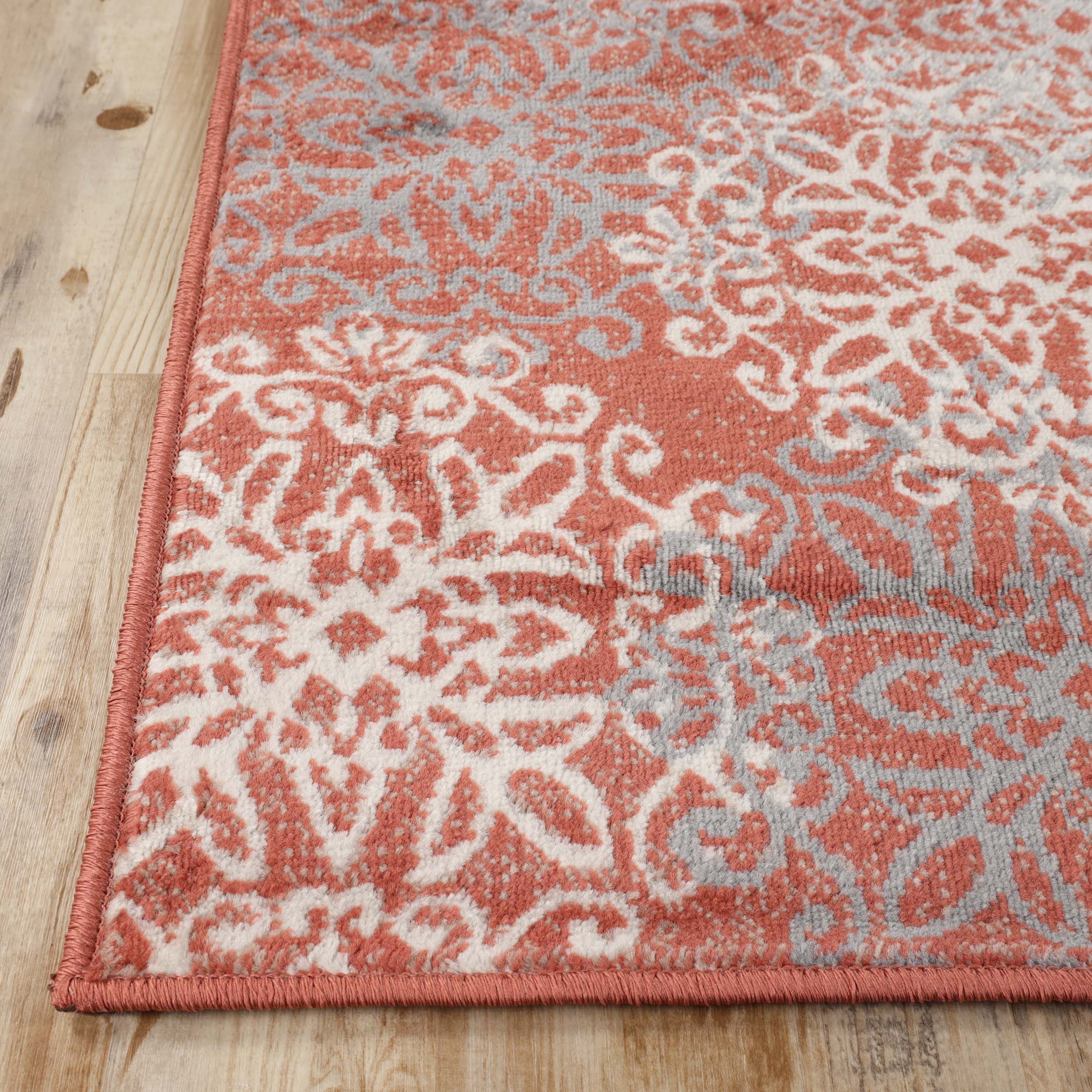 Leigh Traditional Floral Scroll Indoor Area Rugs & Runner Rugs - Non-Slip Soft Living Room Bedroom Decor Carpet